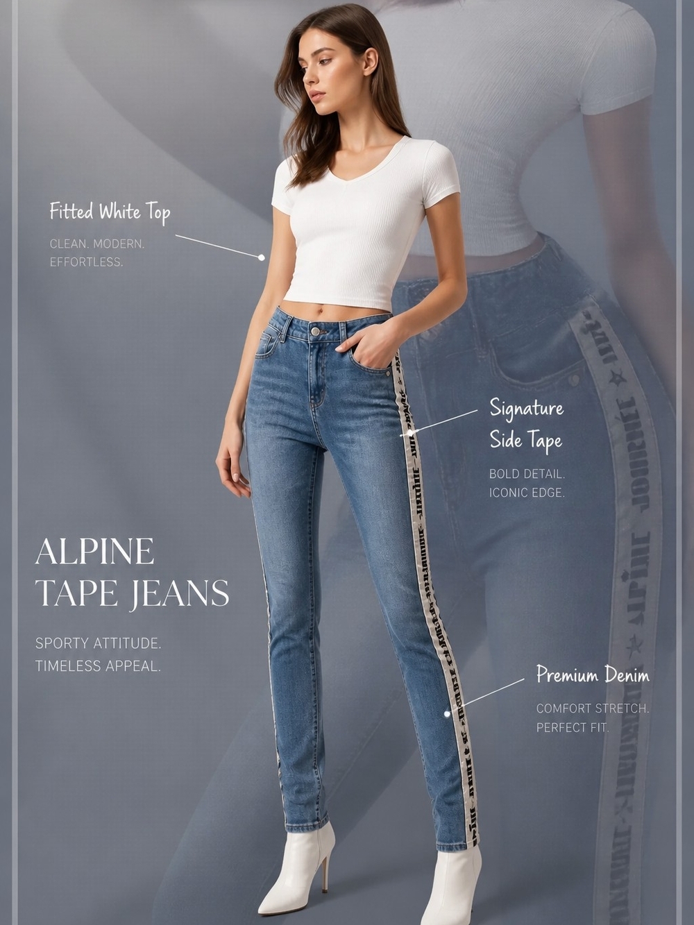 Scotch & Soda The Peaks Straight Jeans 31/32 Graphic Side Stripe Denim